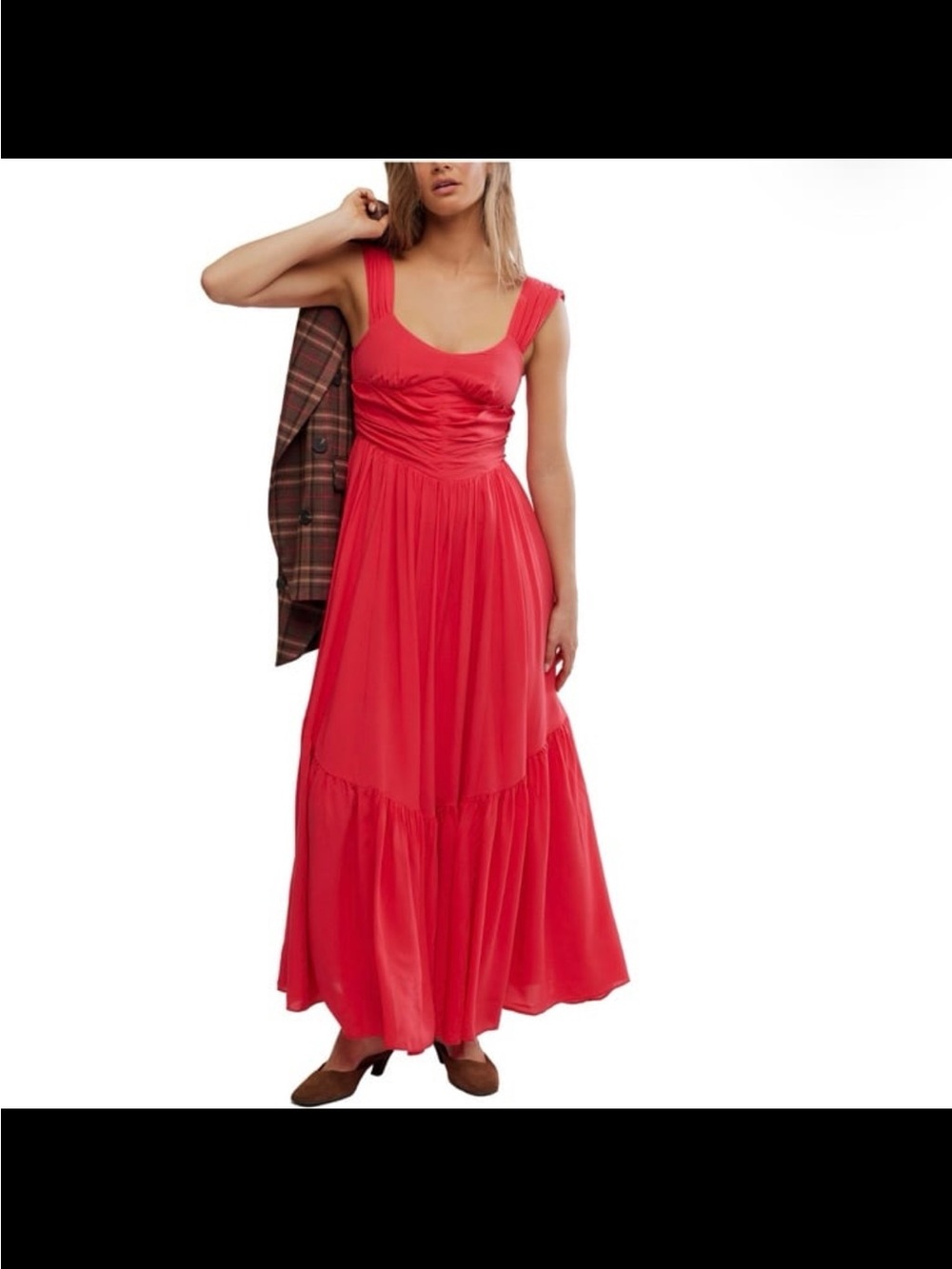 NWT free people women’s Sasha sweetheart viscous maxi solid dress red size large